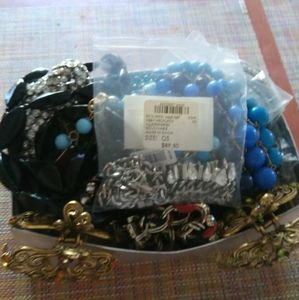 Box of Trinkets and custom Necklaces and Bracelets